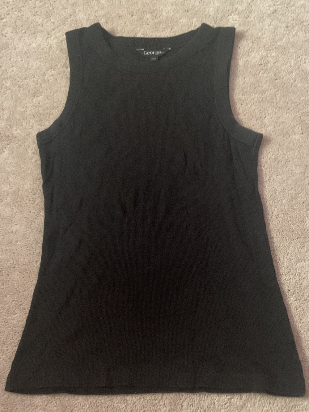 George Black Ribbed Crewneck Tank